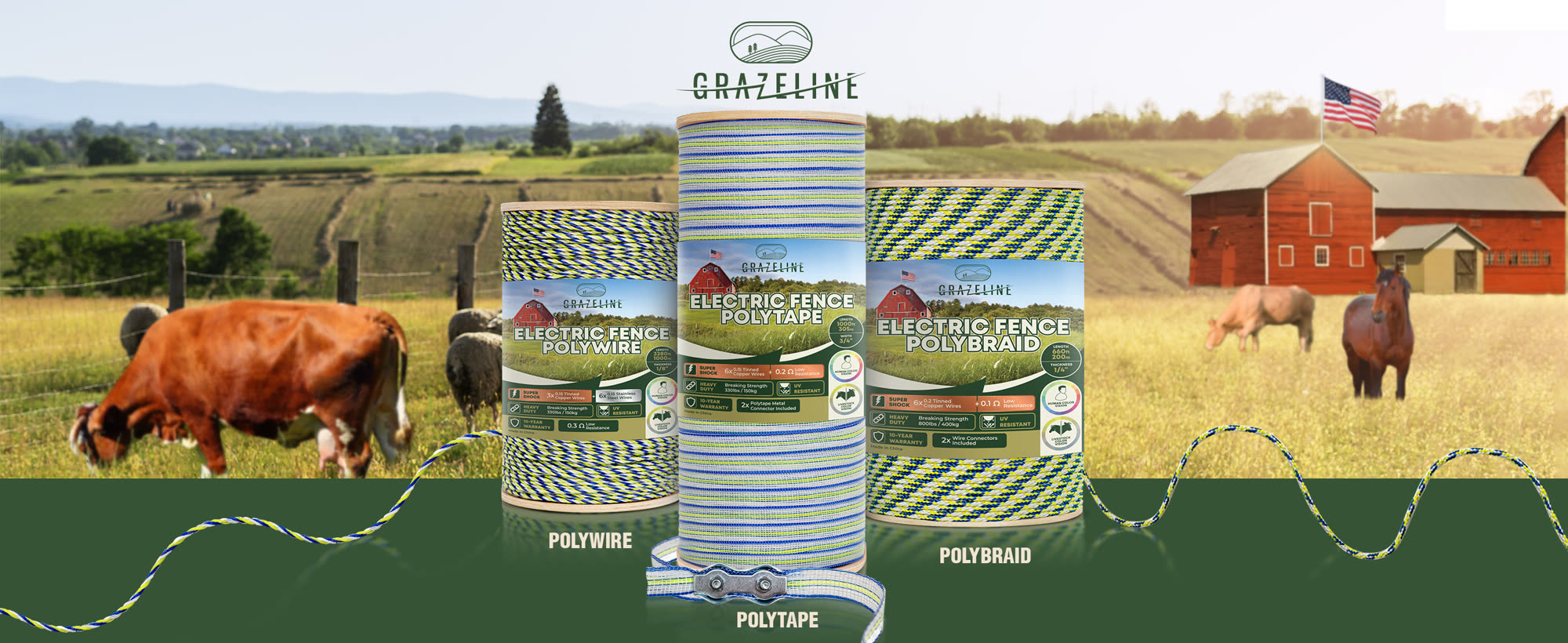 The three Grazeline conductor families in front of a red barn
